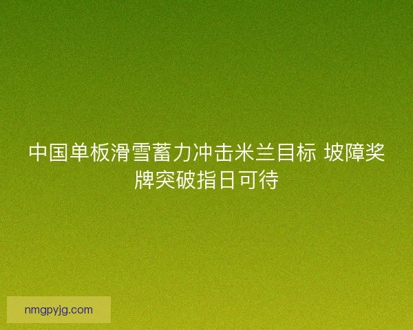 中国单板滑雪蓄力冲击米兰目标 坡障奖牌突破指日可待